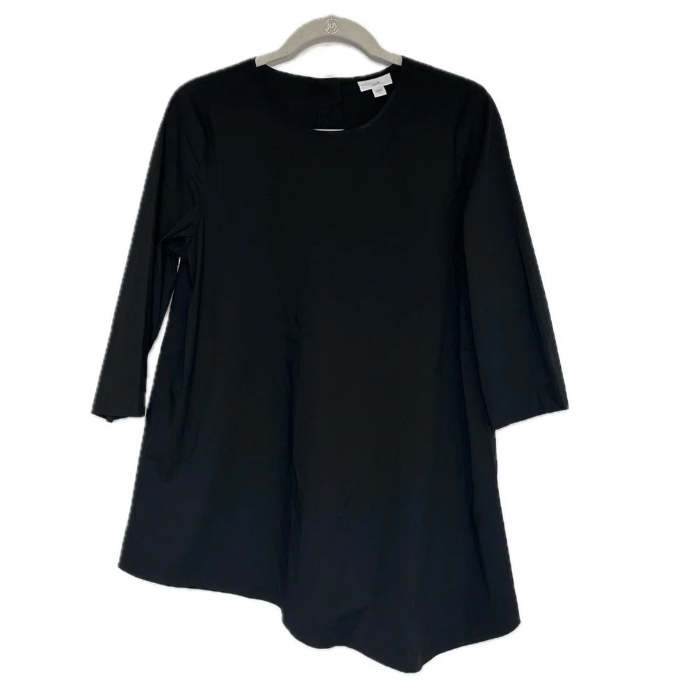 J. Jill Black Asymmetrical 3/4 Sleeve Tunic Blouse Women’s Size Small